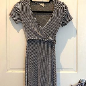 Black & white striped softest wrap-like dress